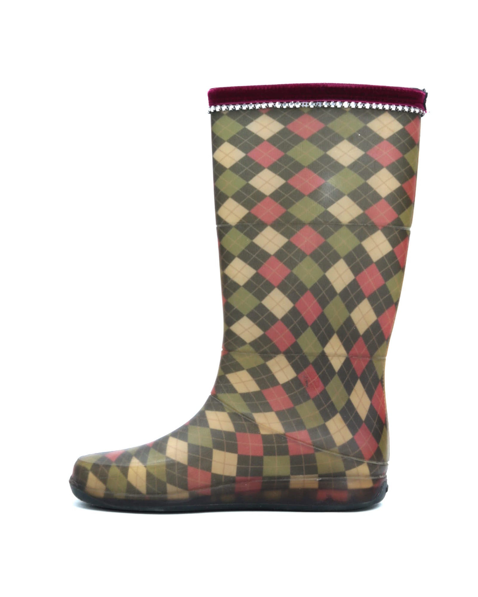 plaid rubber rain boots