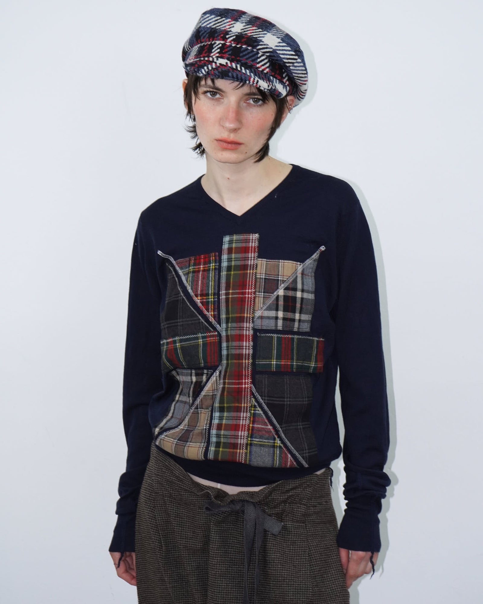 plaid wool baseball cap