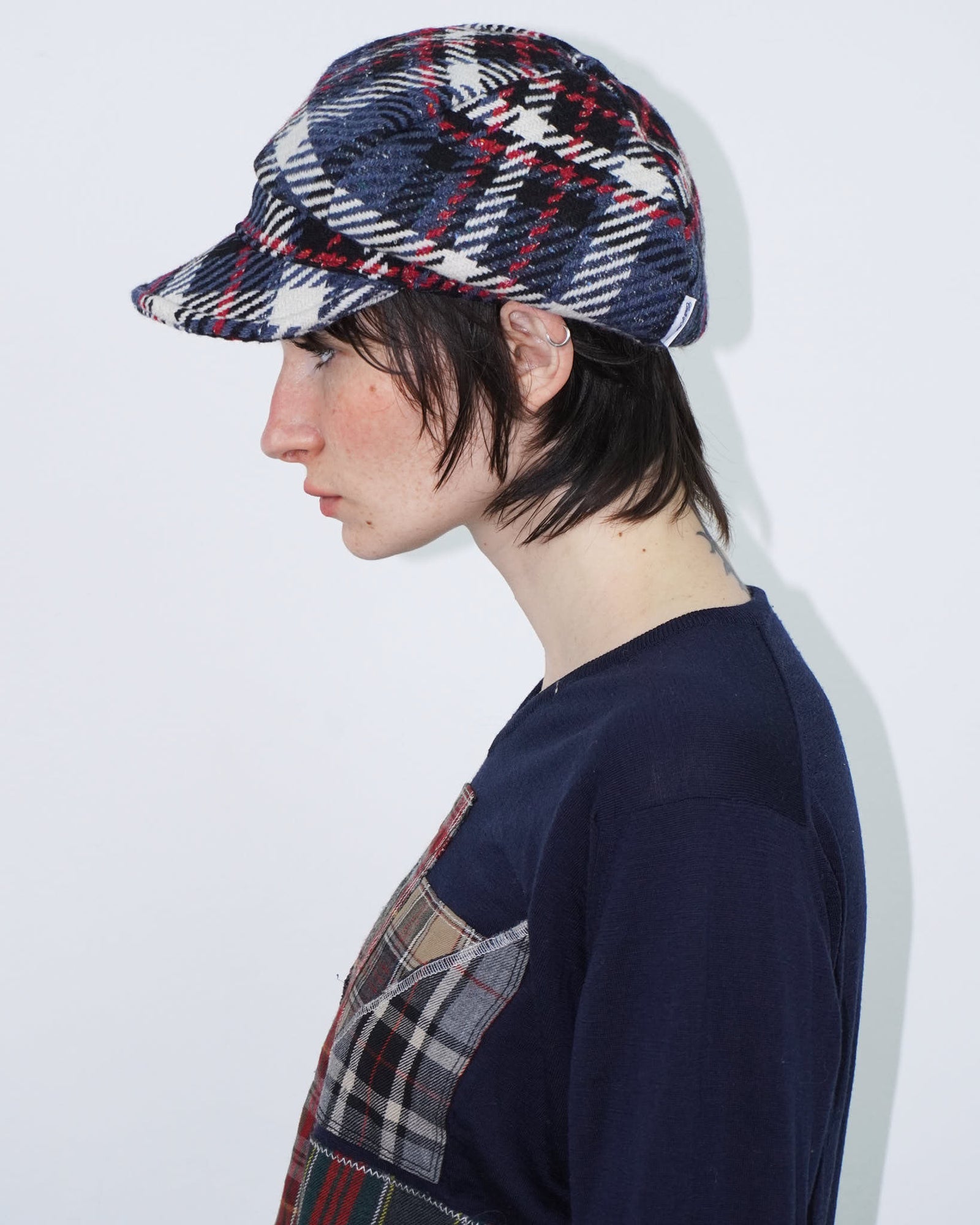 plaid wool baseball cap
