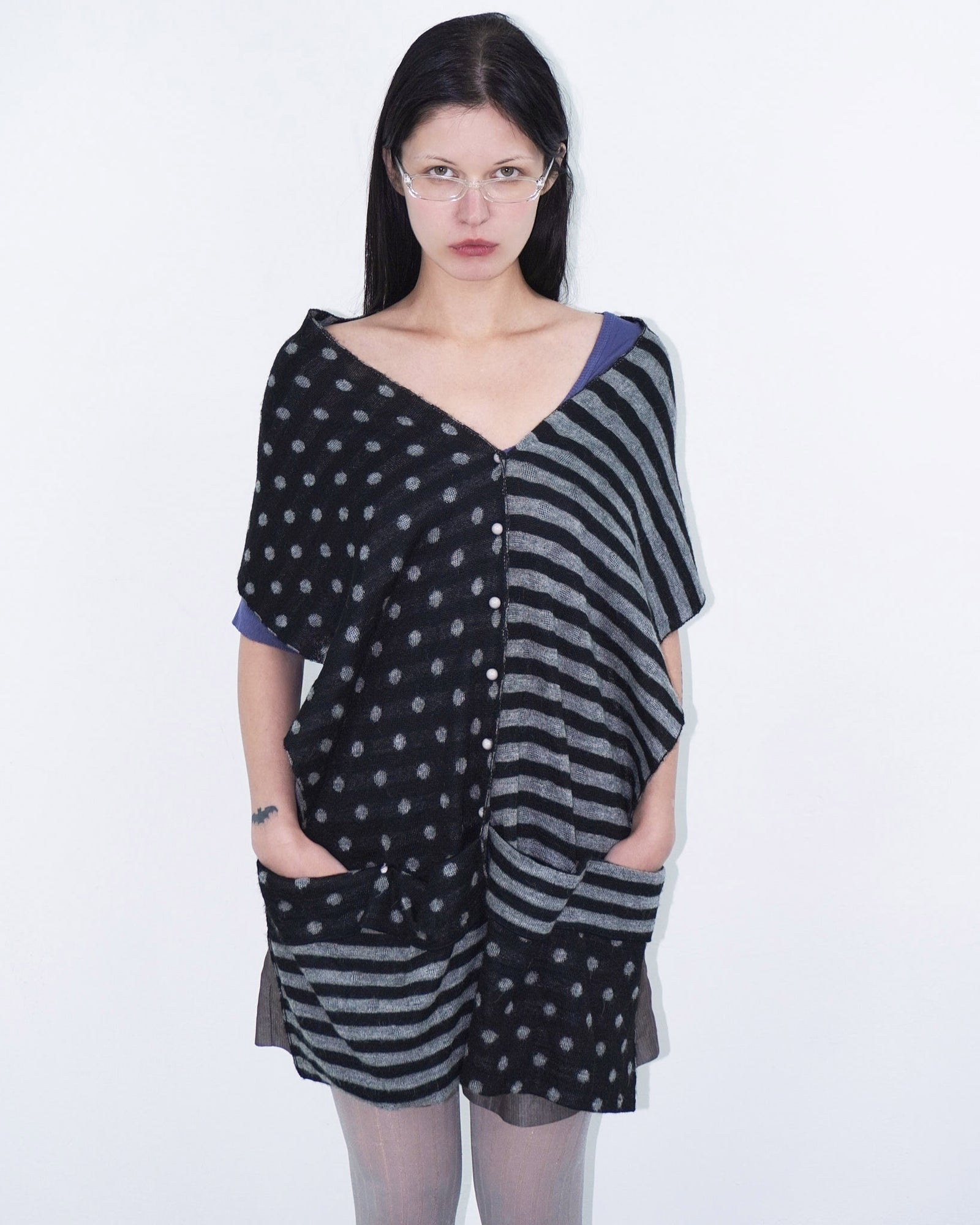 polka dot and stripes wool scarf / vest