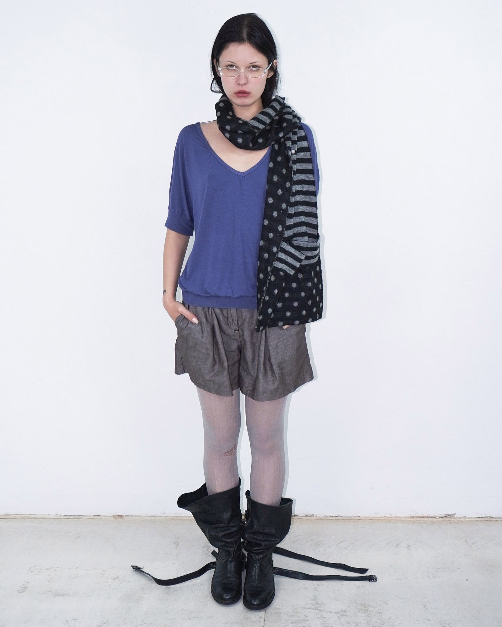polka dot and stripes wool scarf / vest