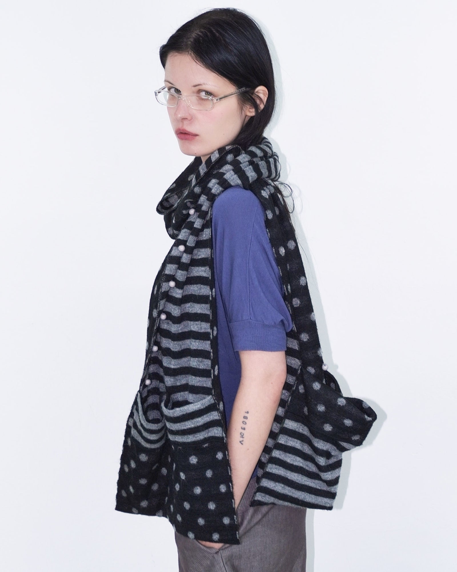 polka dot and stripes wool scarf / vest