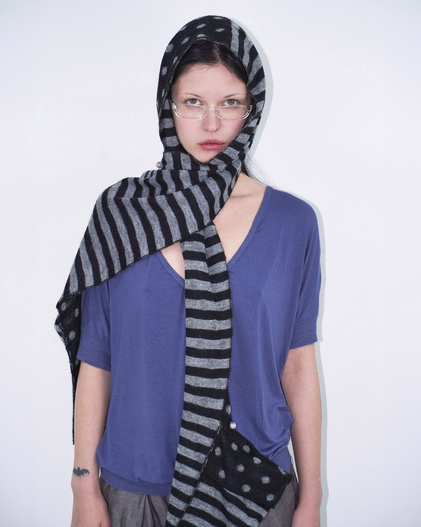 polka dot and stripes wool scarf / vest