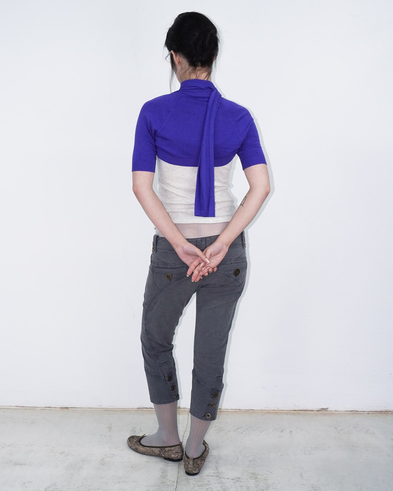 purple angora bolero with scarf