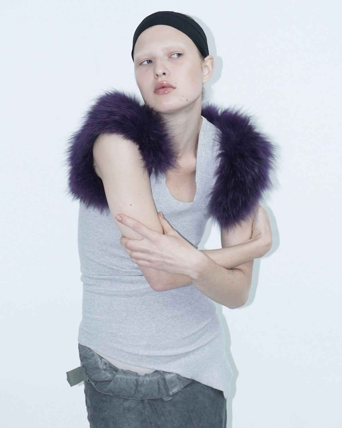 purple fur bolero