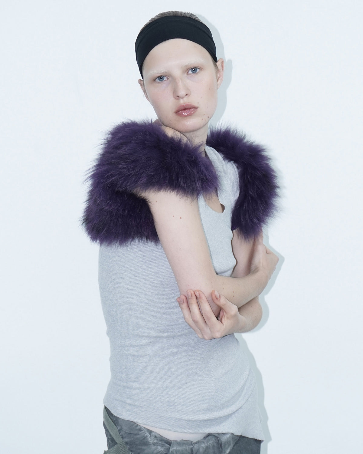purple fur bolero
