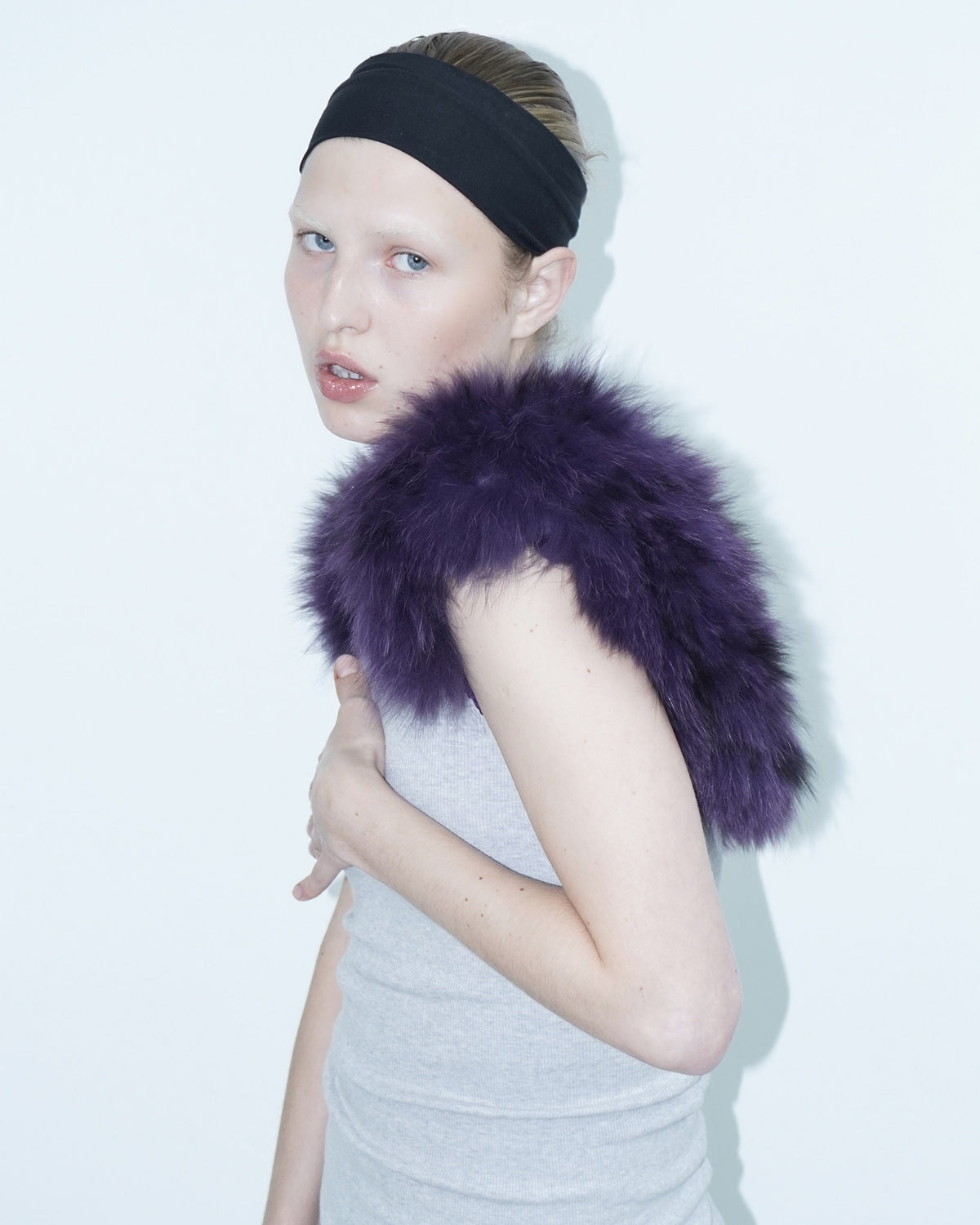 purple fur bolero