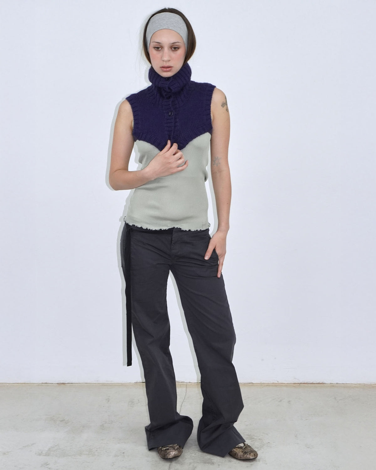 electric blue micro knit turtleneck