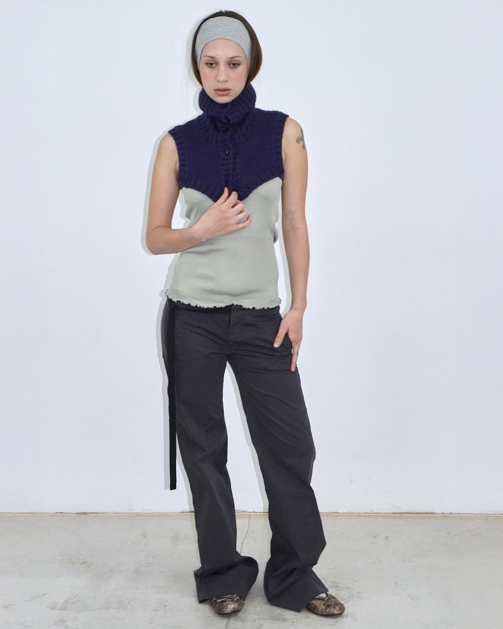 electric blue micro knit turtleneck