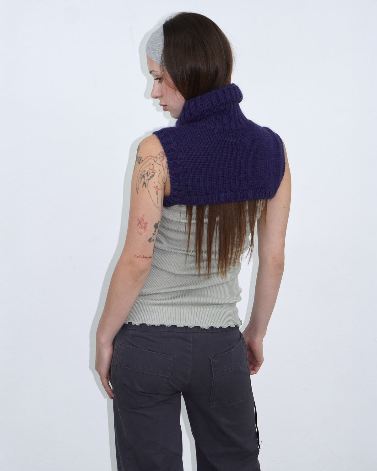 electric blue micro knit turtleneck