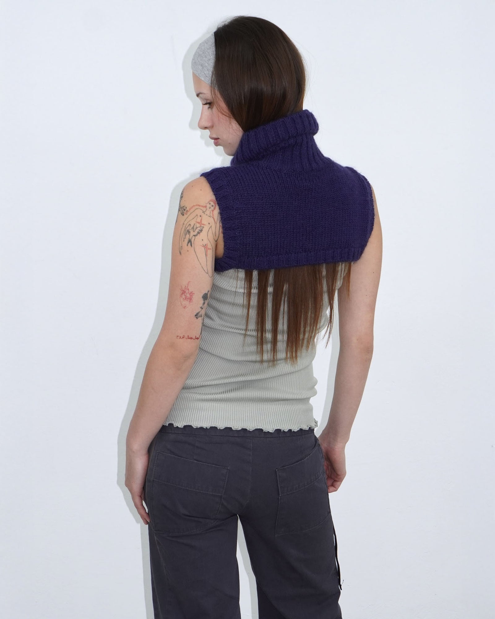 electric blue micro knit turtleneck