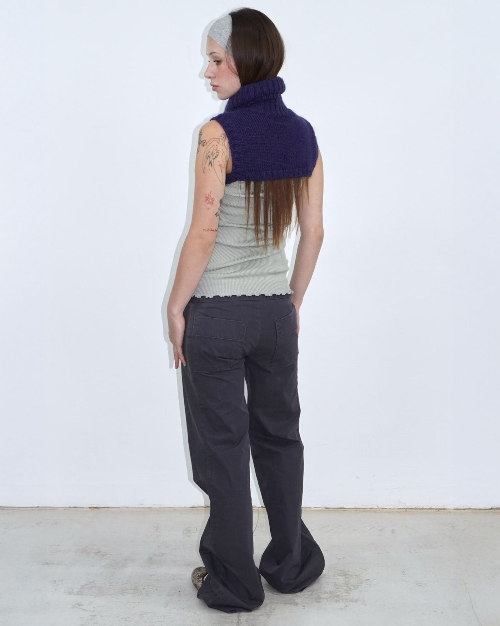 electric blue micro knit turtleneck