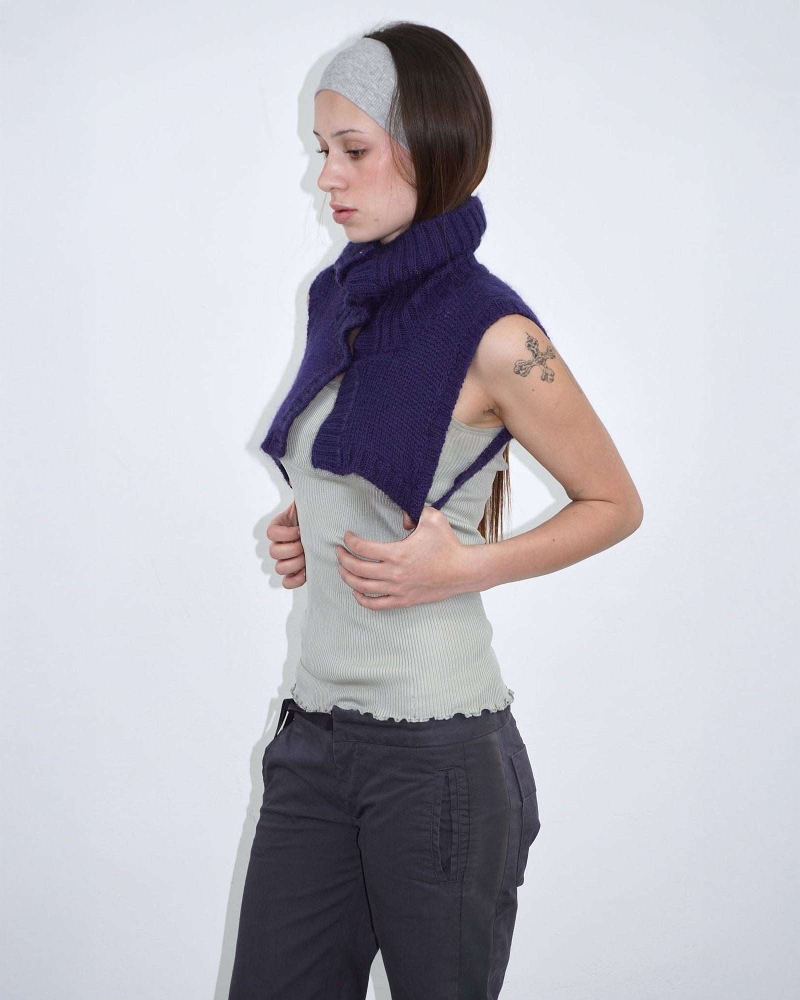 electric blue micro knit turtleneck