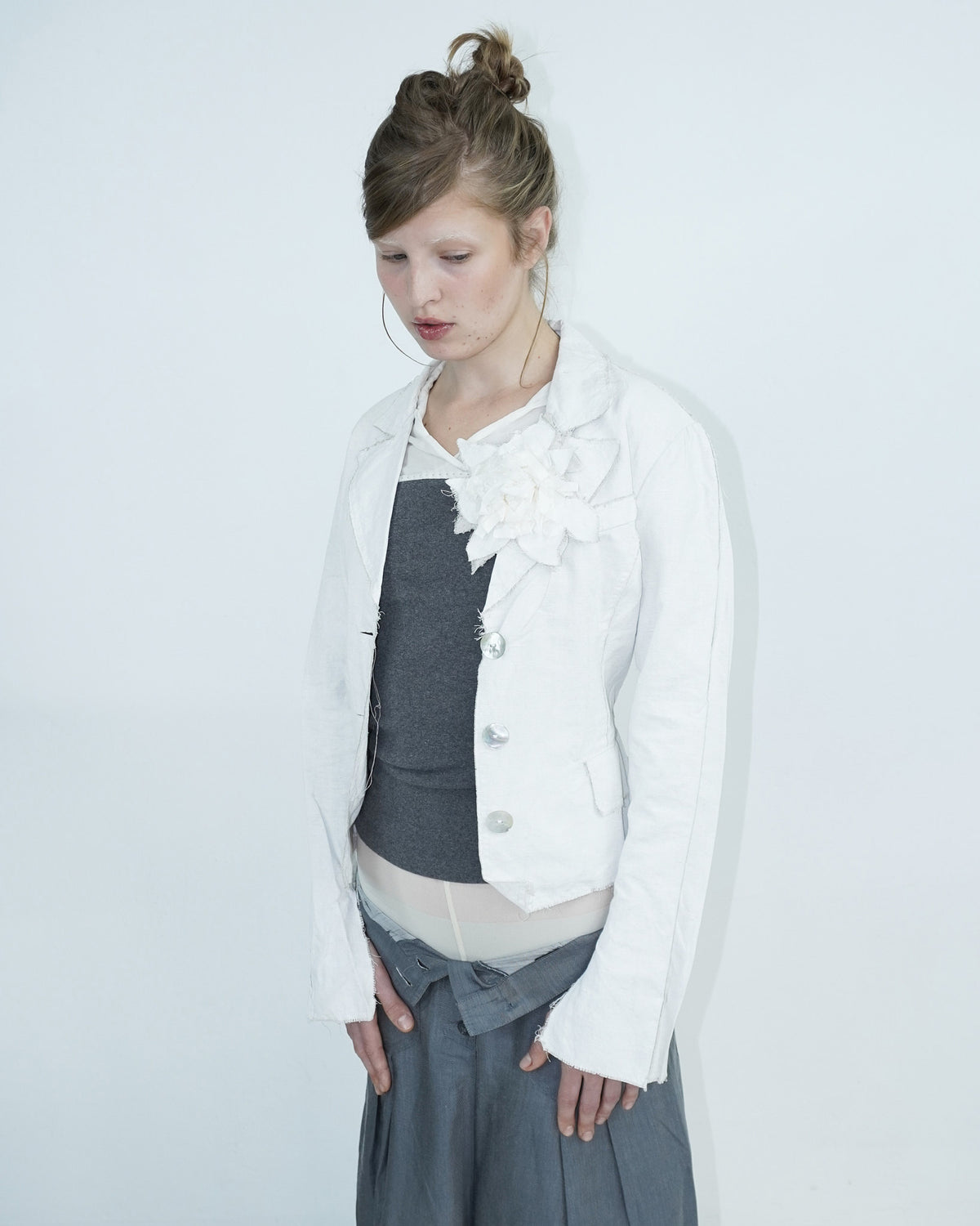 raw edge cotton jacket