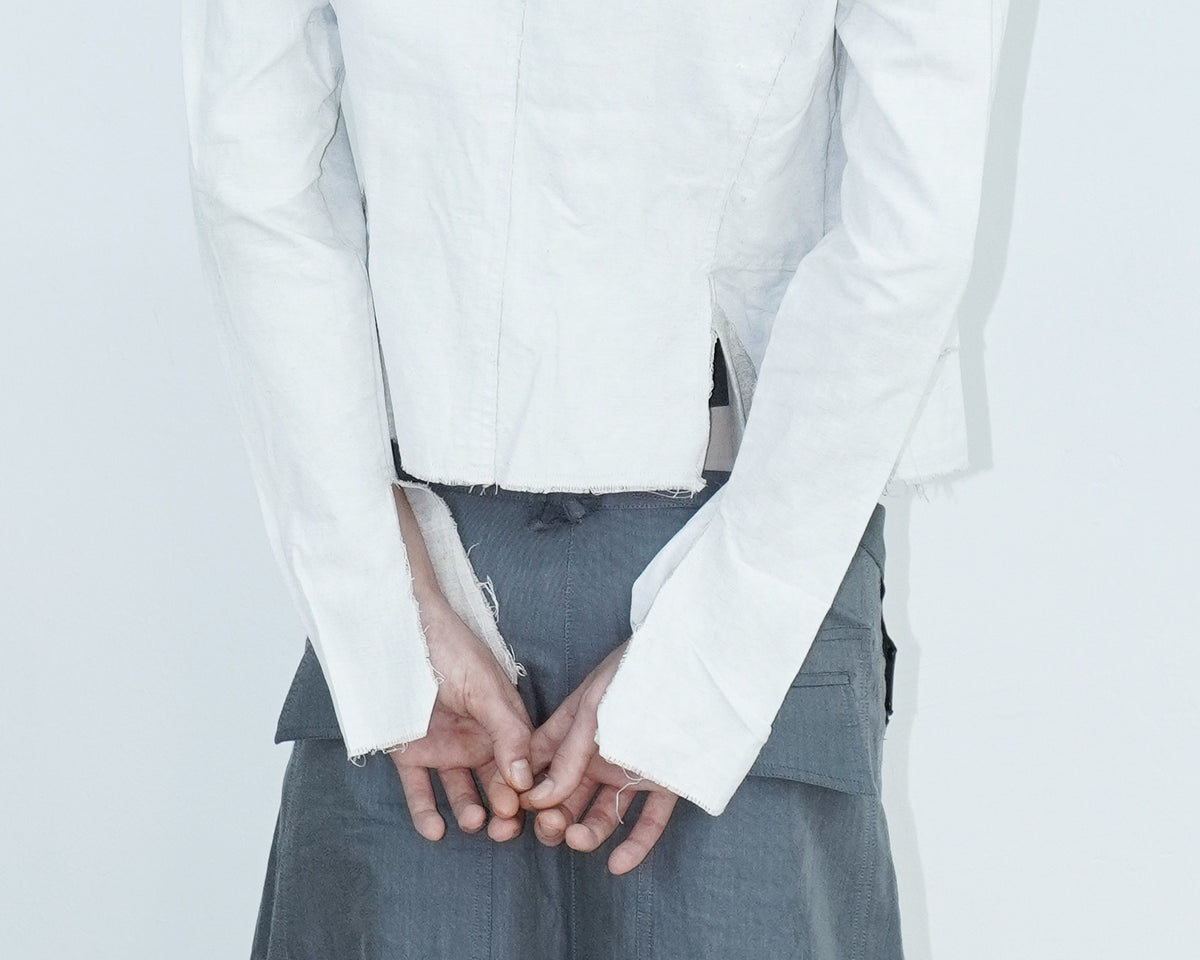 raw edge cotton jacket