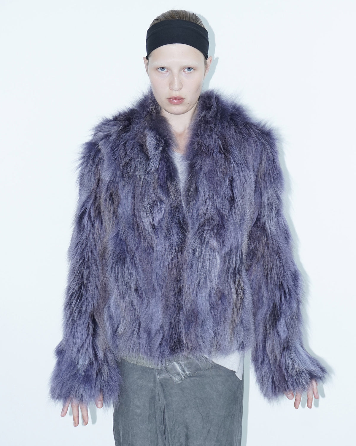 reversible violet fur jacket