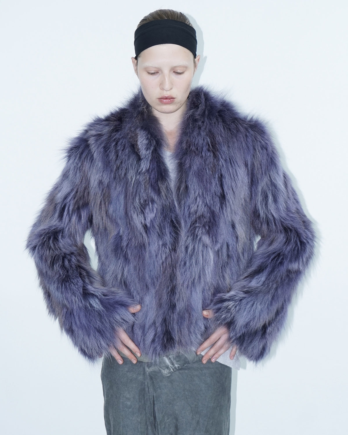 reversible violet fur jacket