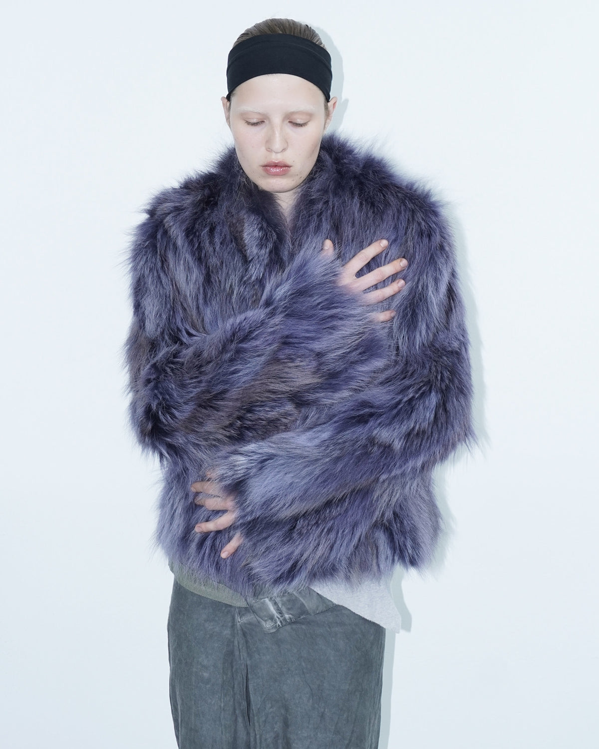 reversible violet fur jacket