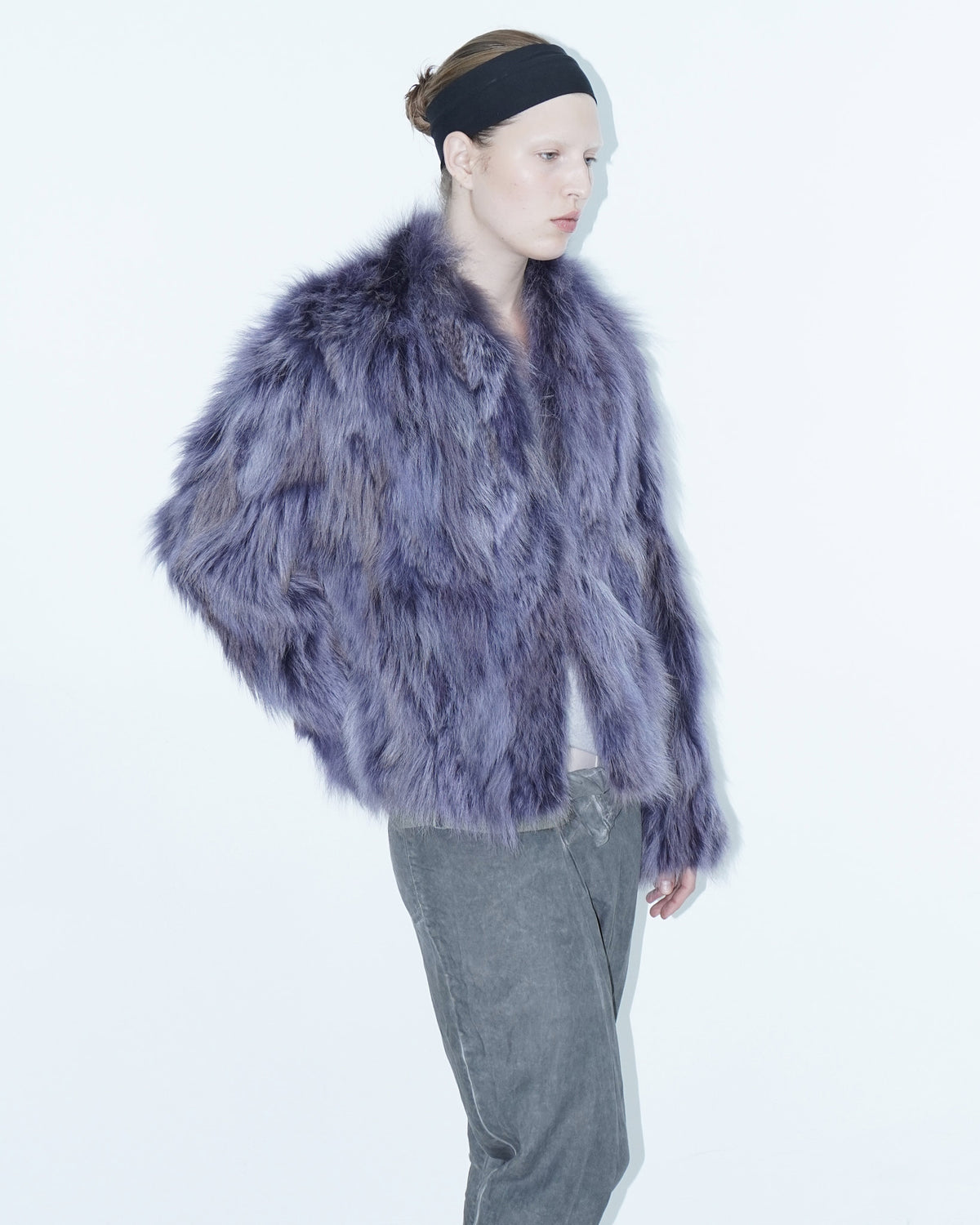 reversible violet fur jacket