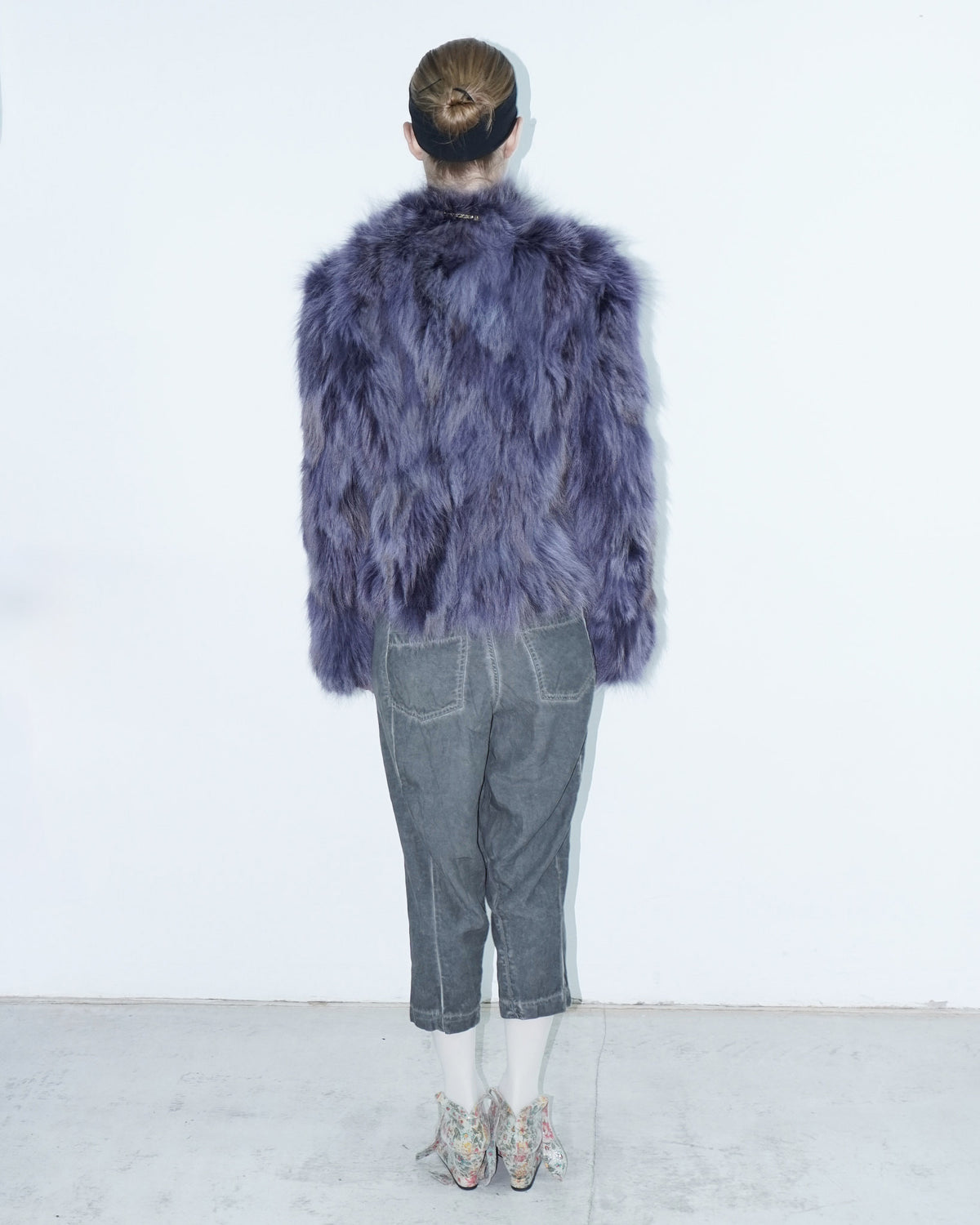 reversible violet fur jacket