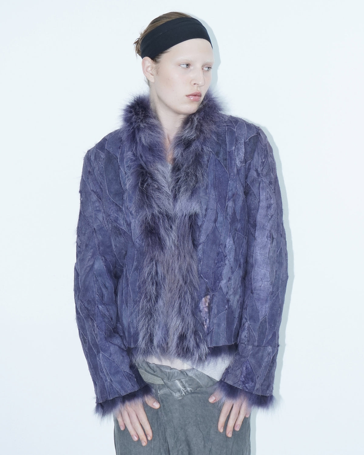 reversible violet fur jacket