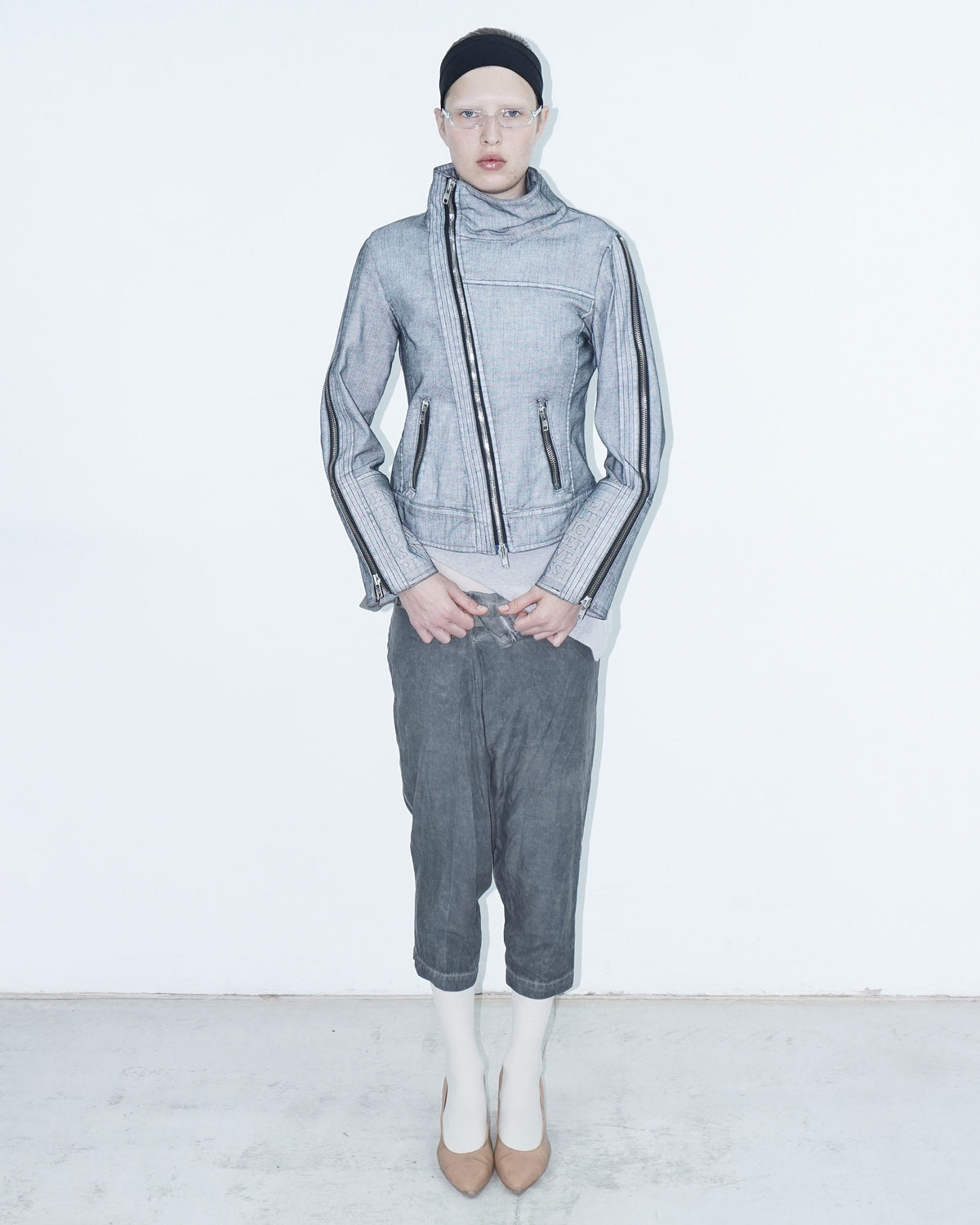 "roma" zipper asymmetrical jacket