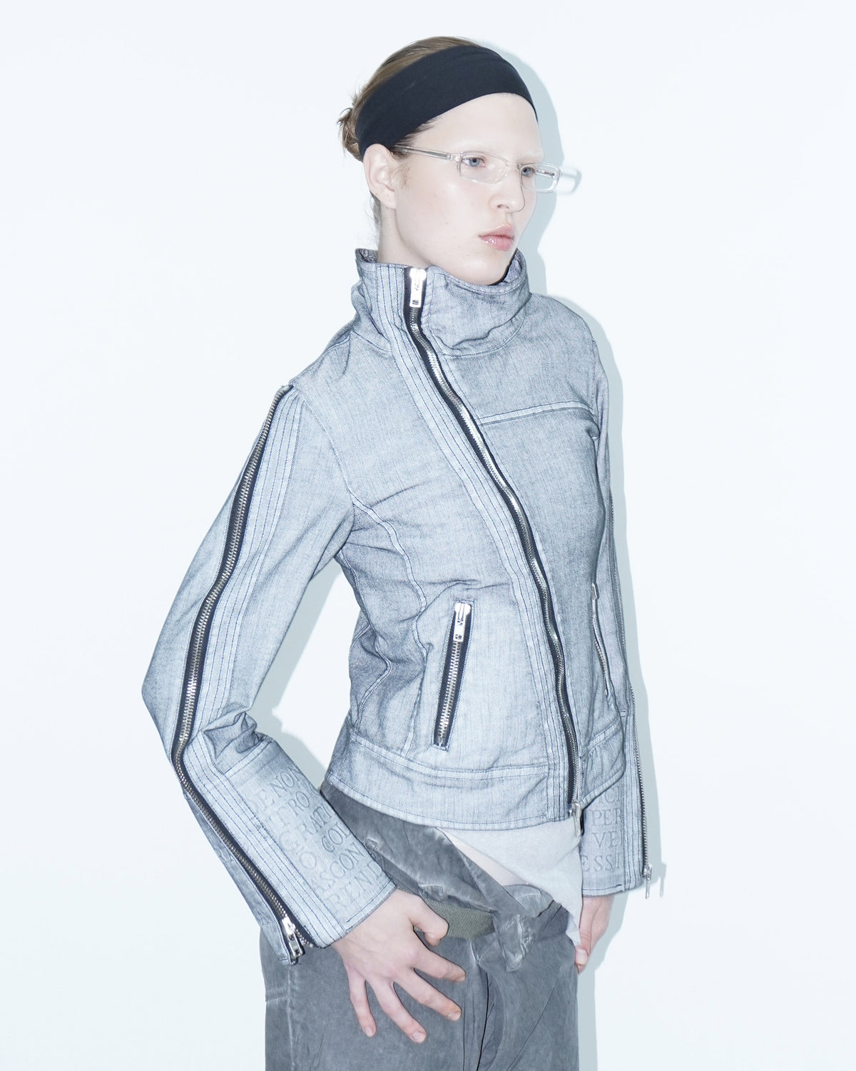 "roma" zipper asymmetrical jacket