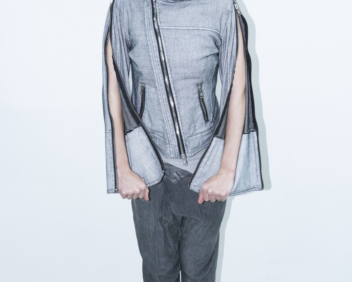 "roma" zipper asymmetrical jacket