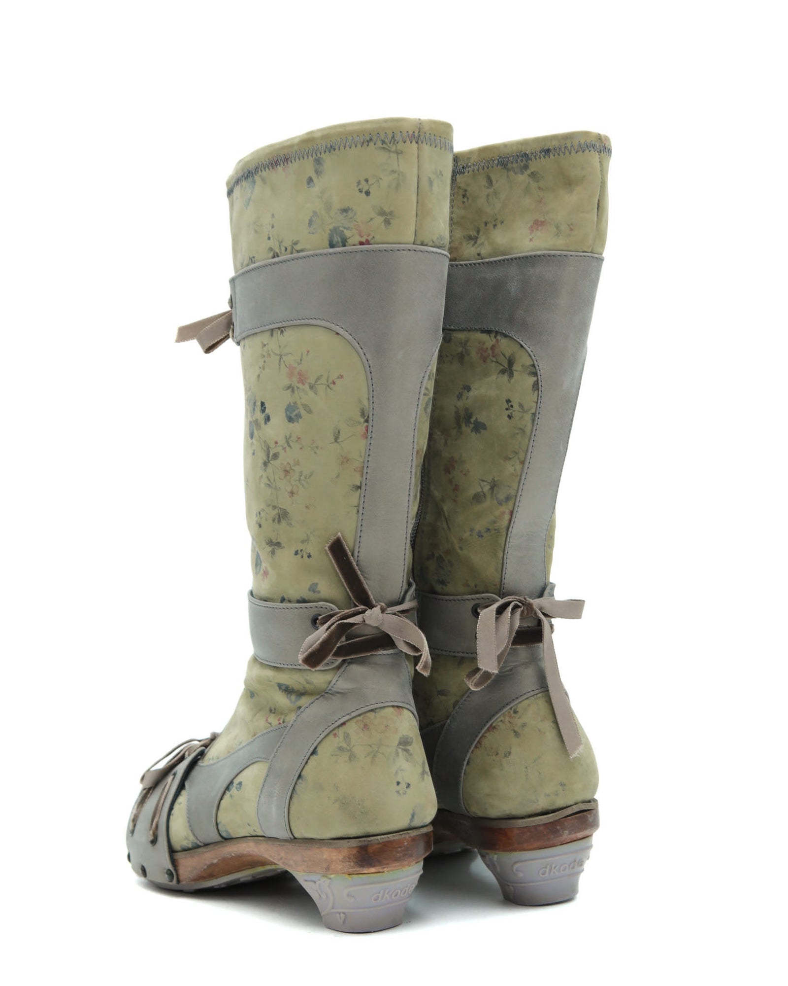 sage green floral boots