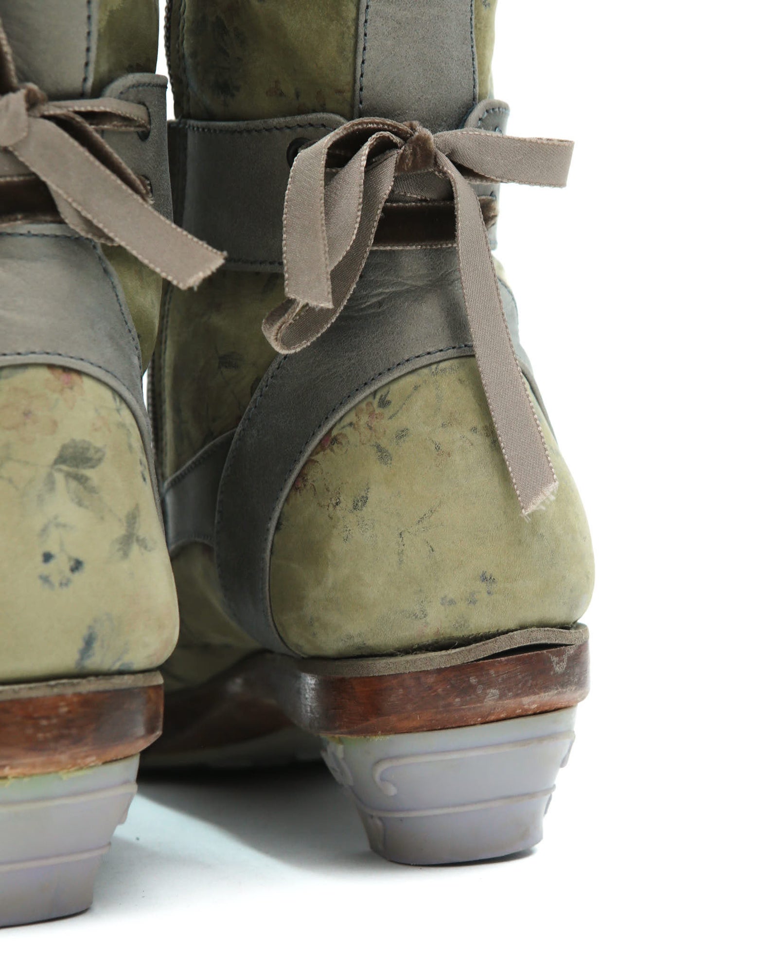 sage green floral boots