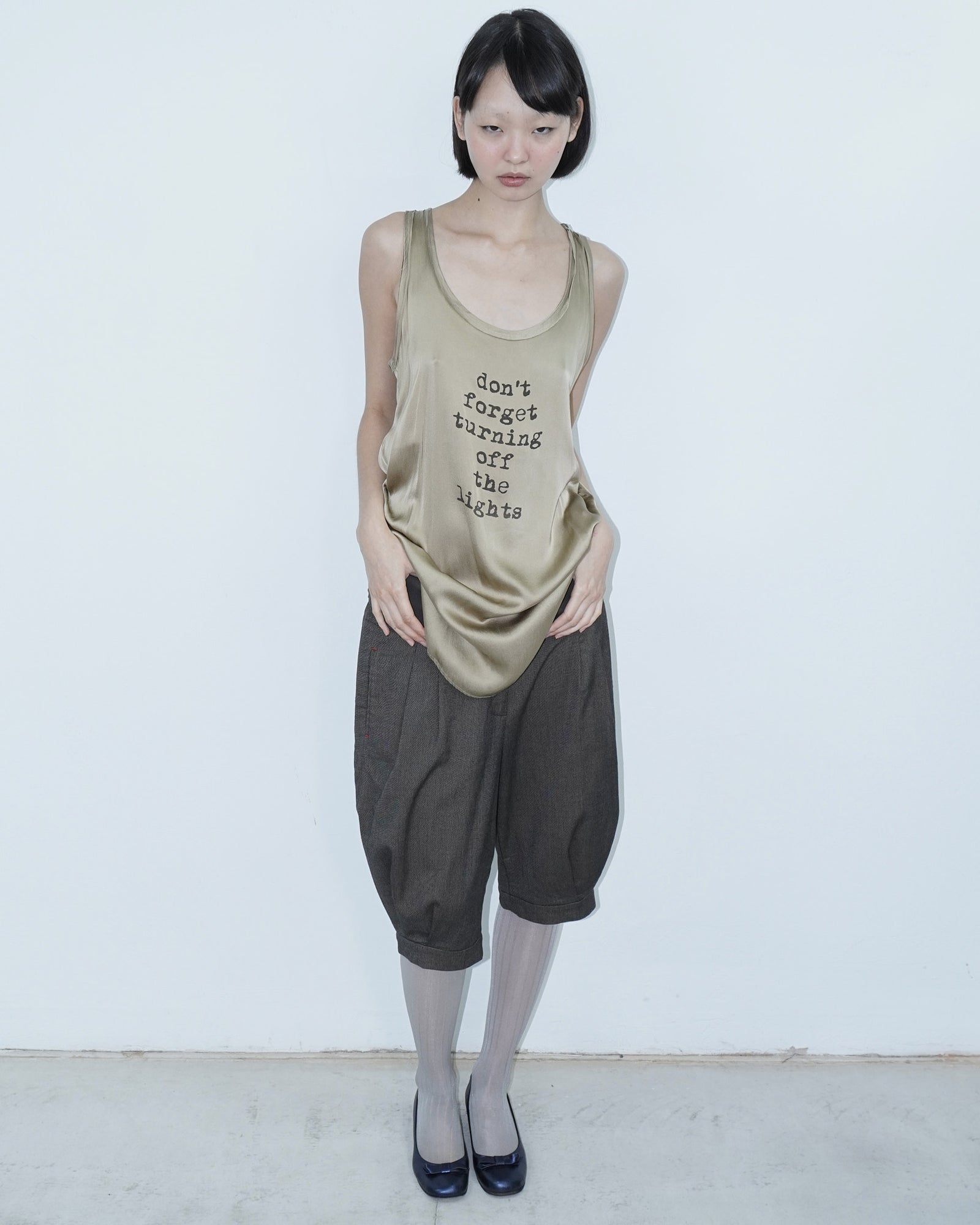 sand gold silk long top