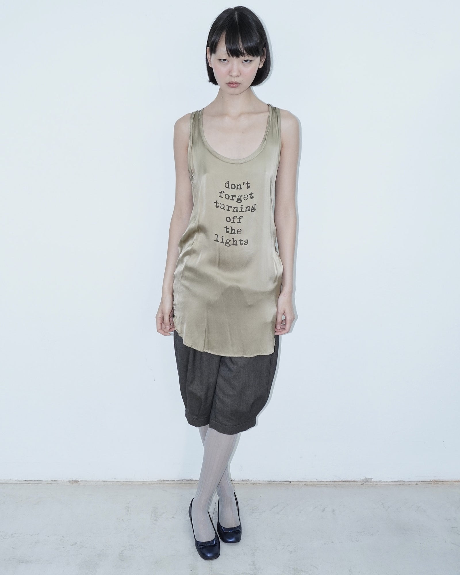 sand gold silk long top