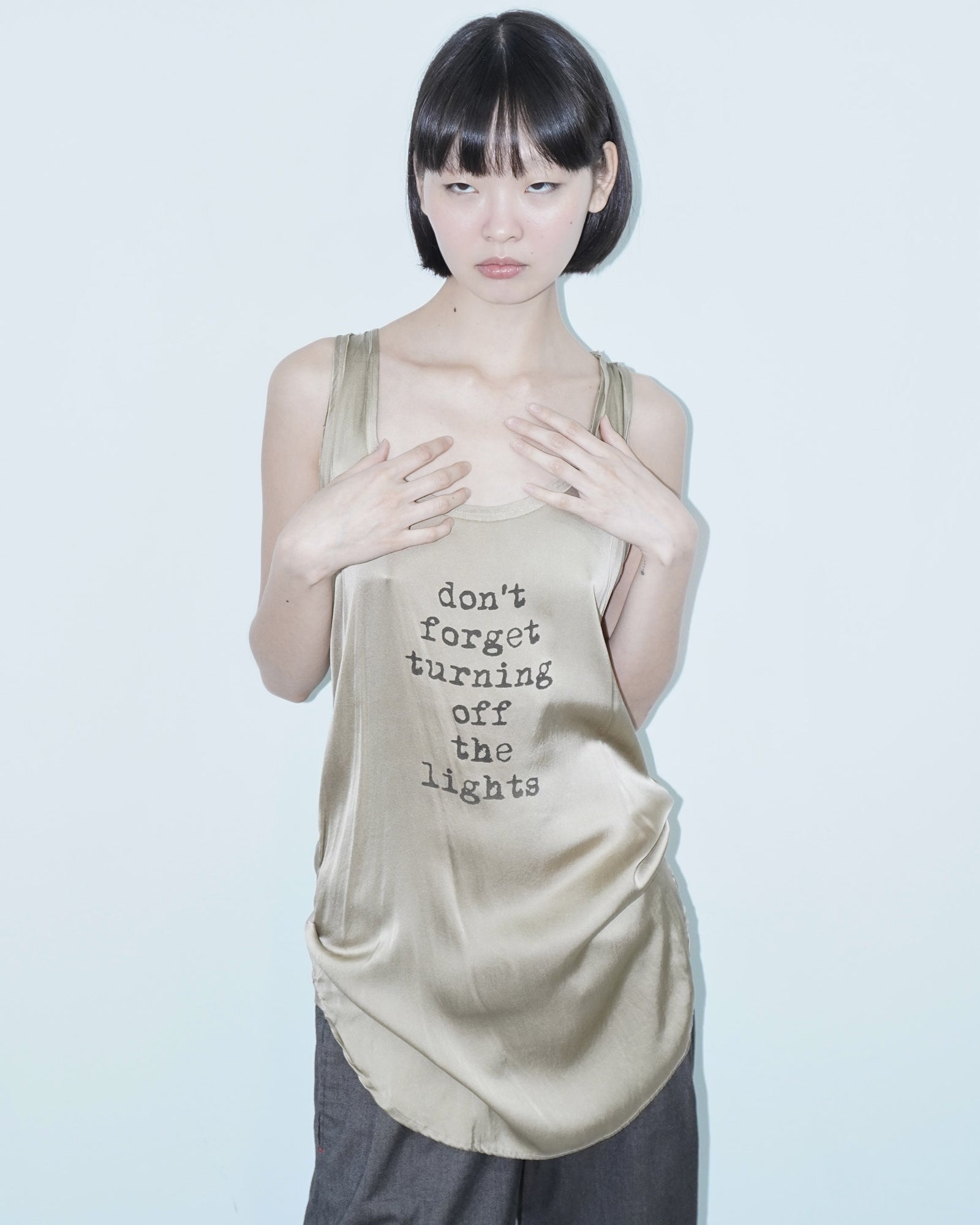sand gold silk long top