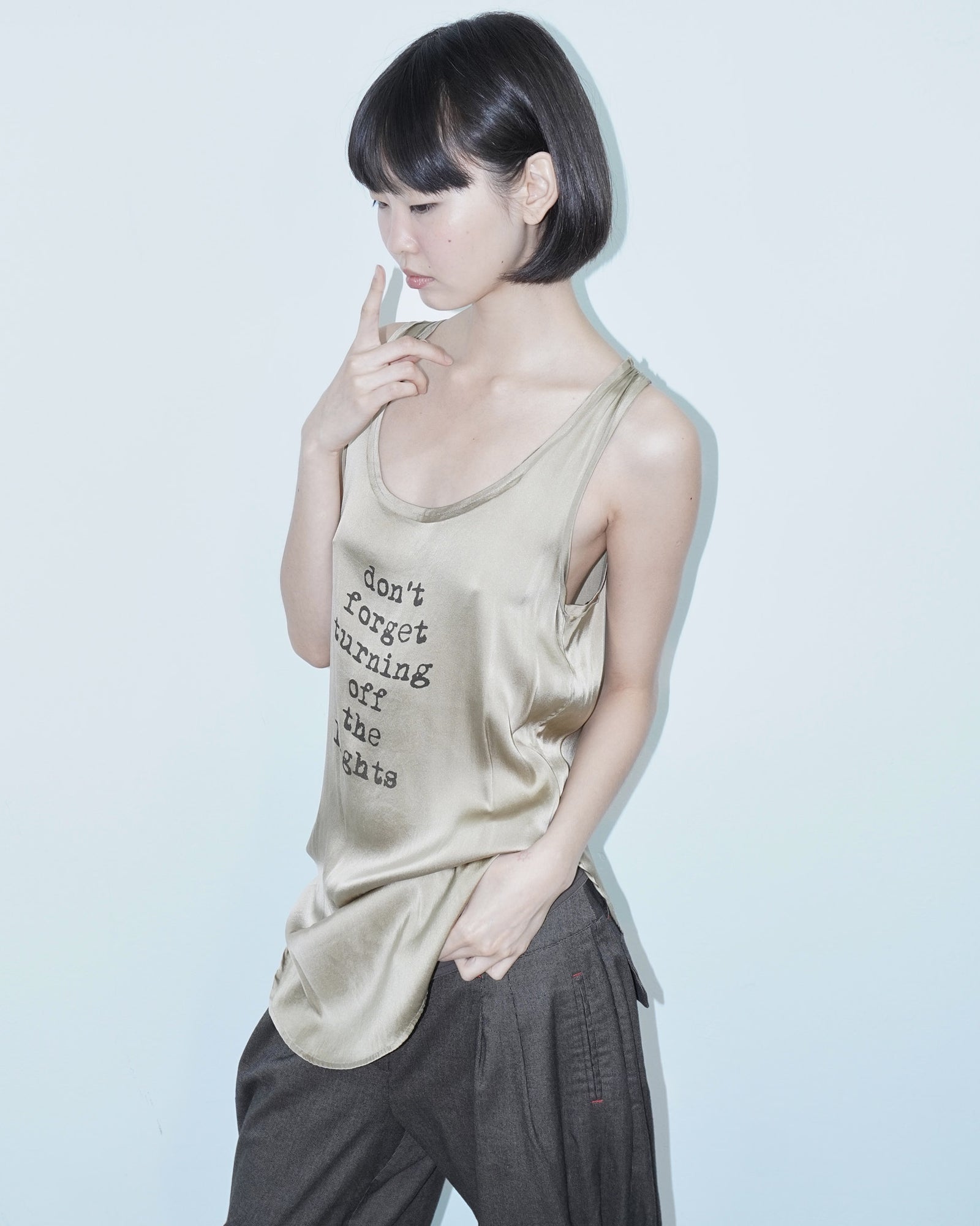 sand gold silk long top