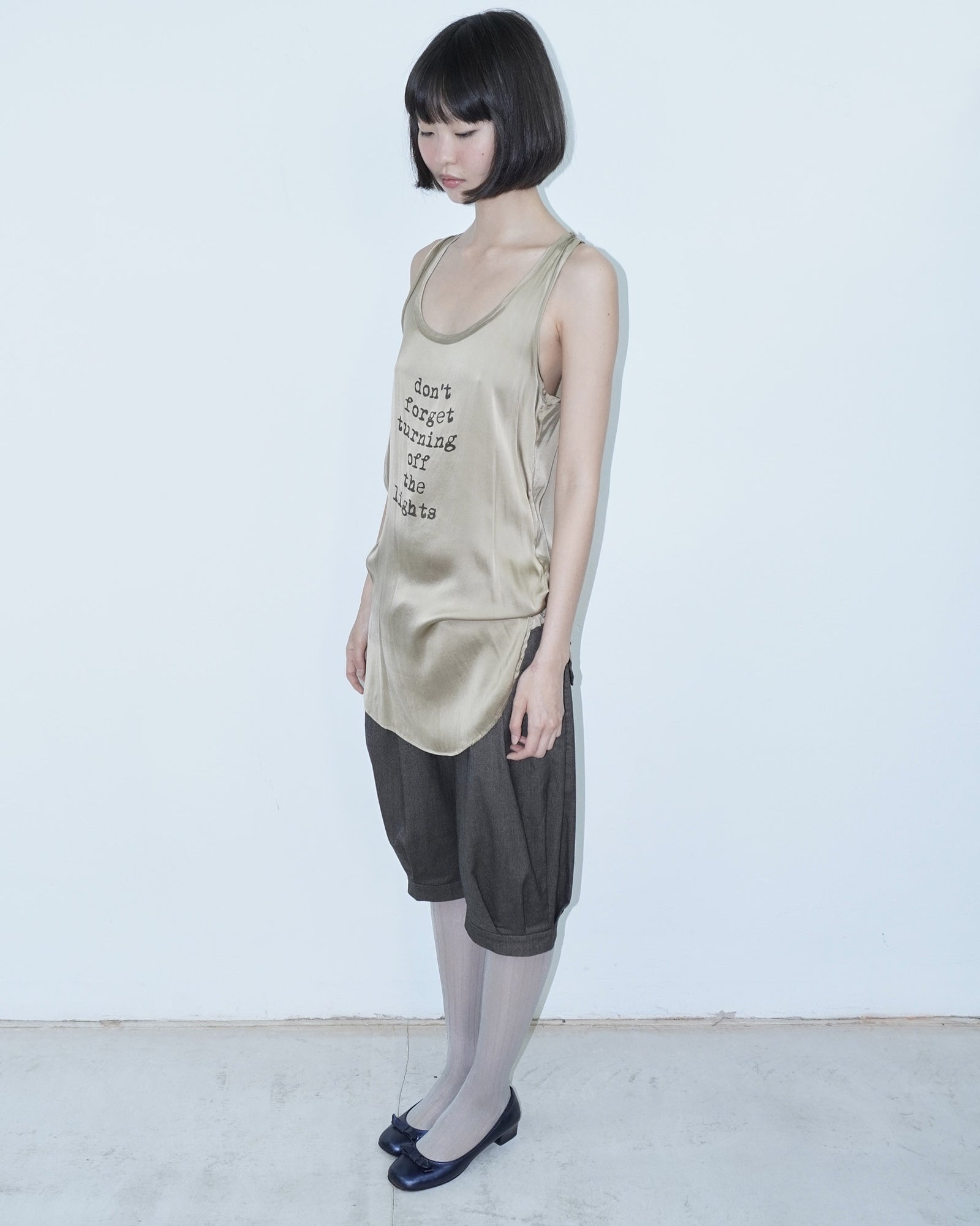 sand gold silk long top