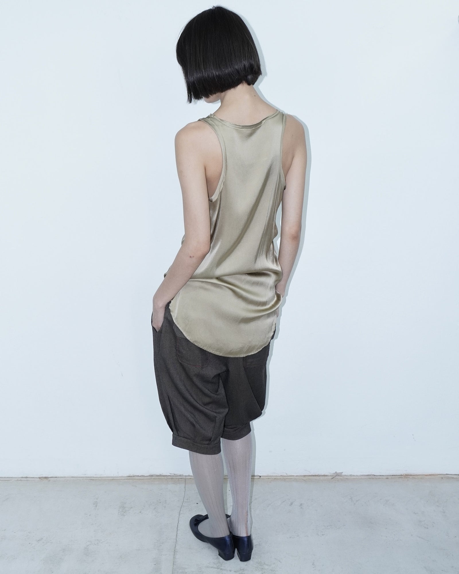 sand gold silk long top