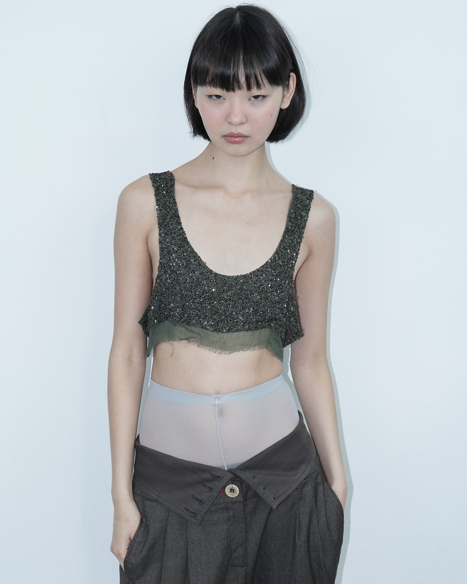 sequin & beaded crop top