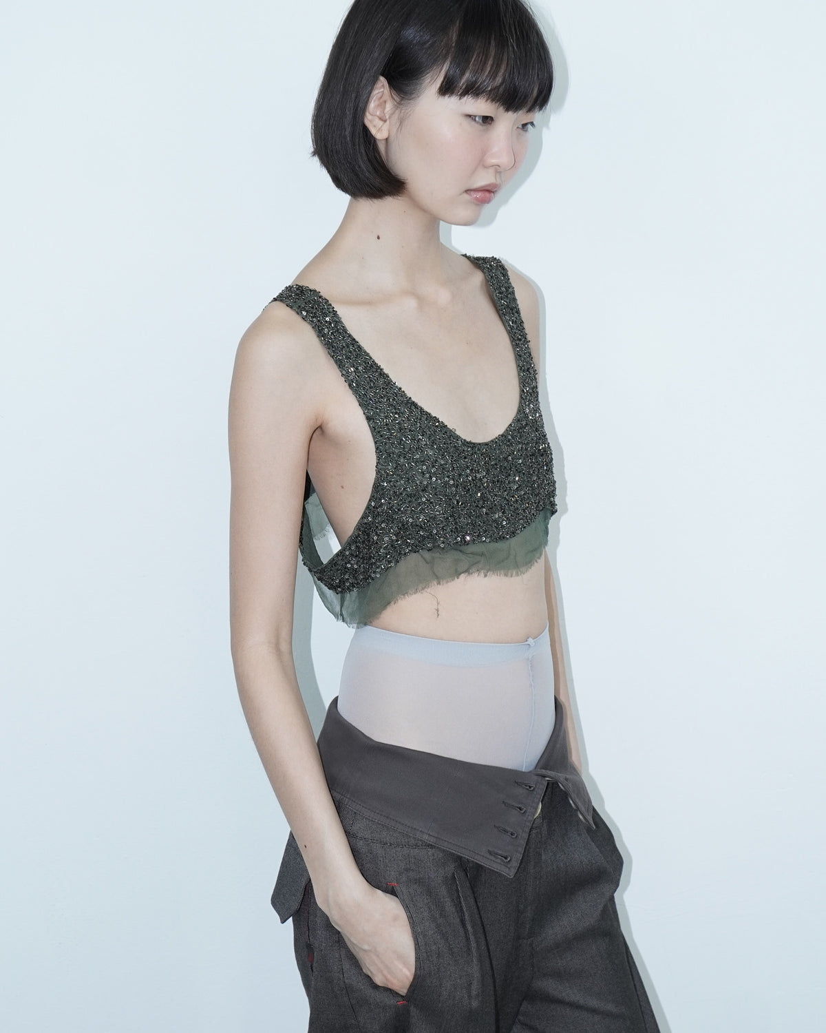 sequin & beaded crop top