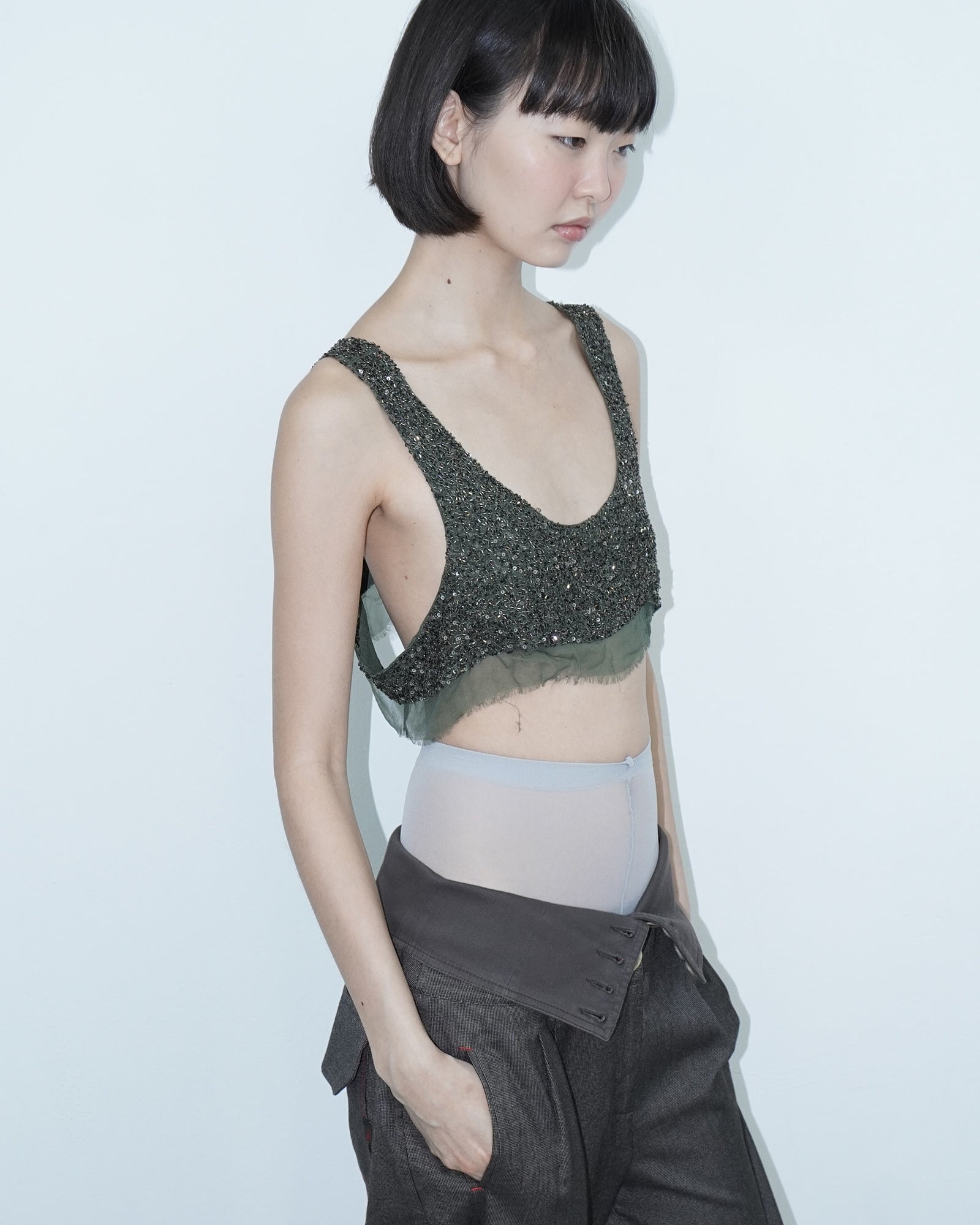 sequin & beaded crop top