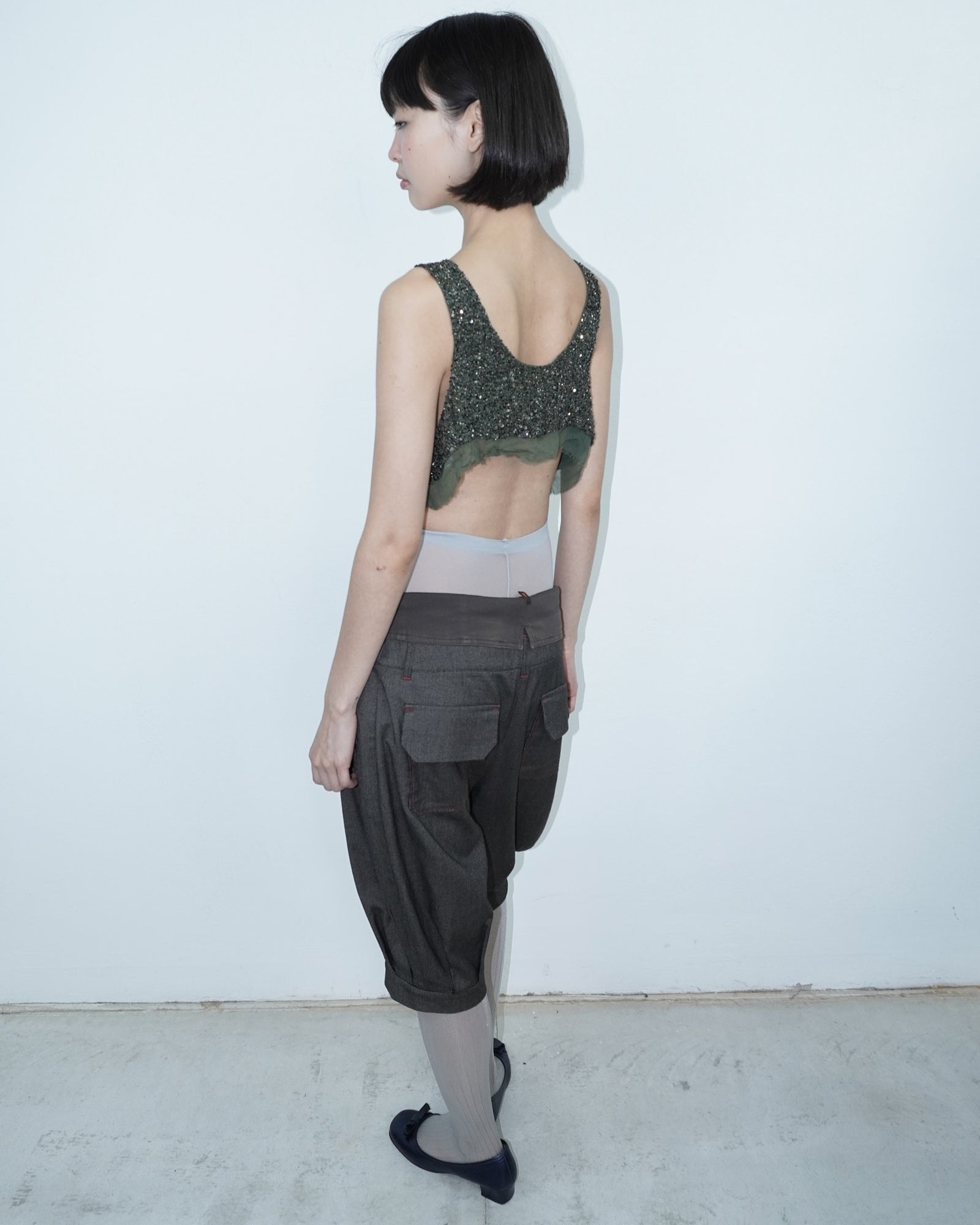 sequin & beaded crop top