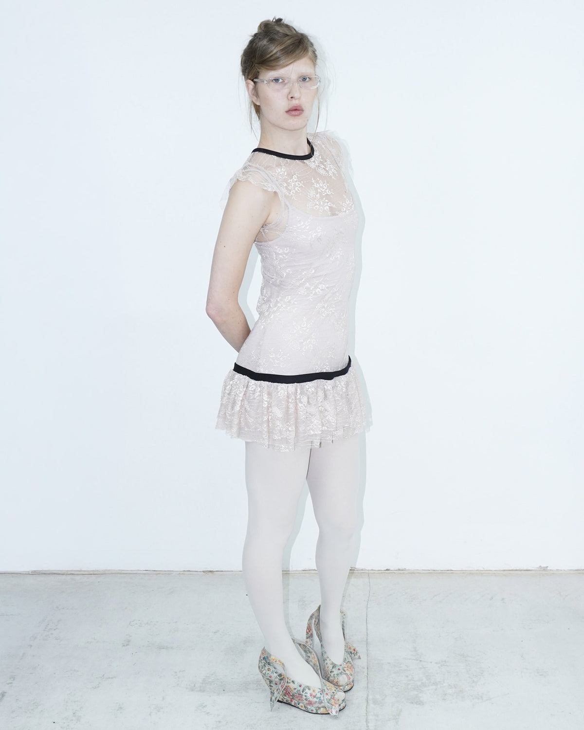 sheer lace soft pink dress