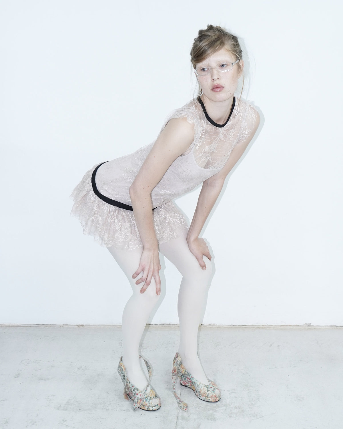sheer lace soft pink dress