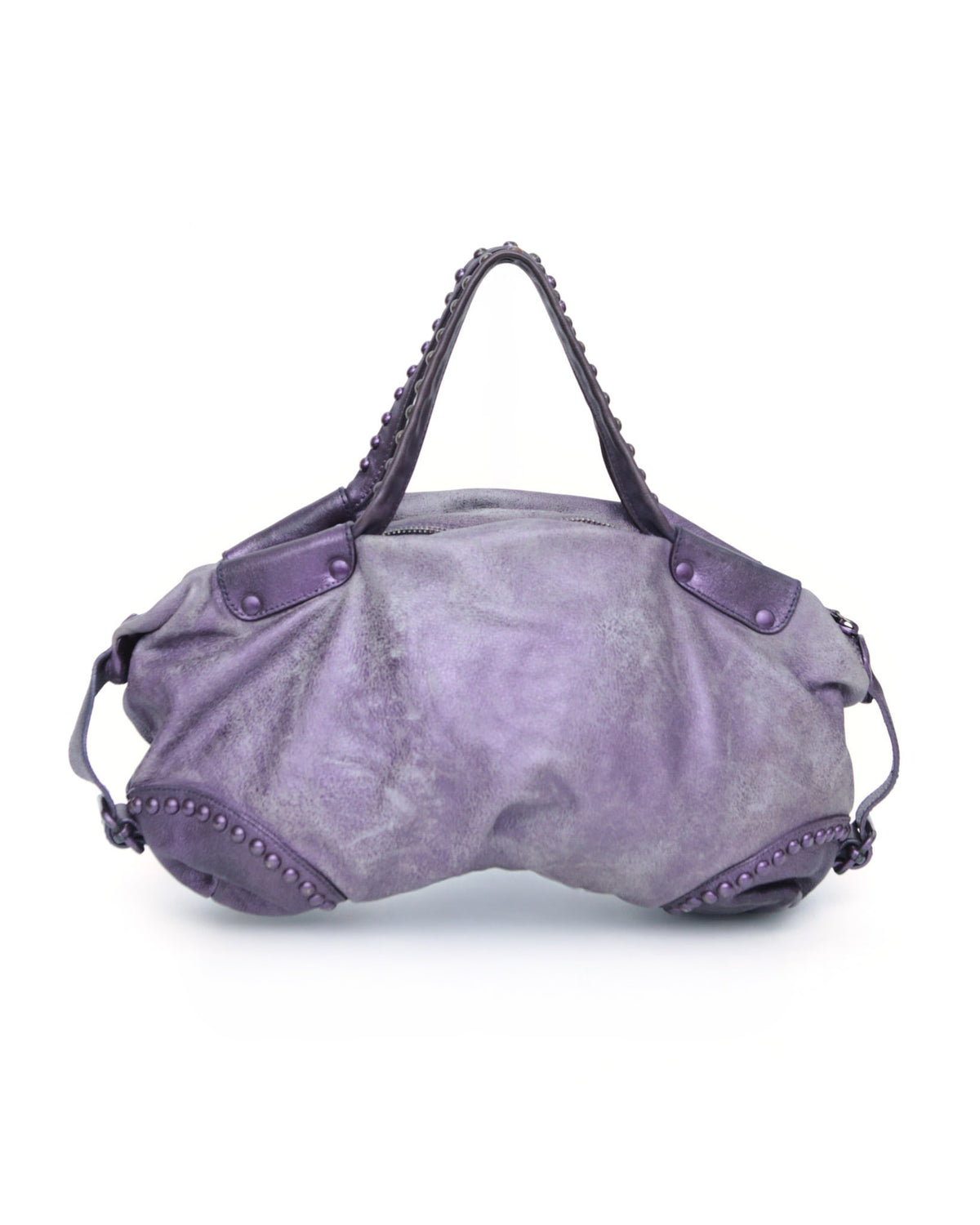 shiny medium purple leather bag