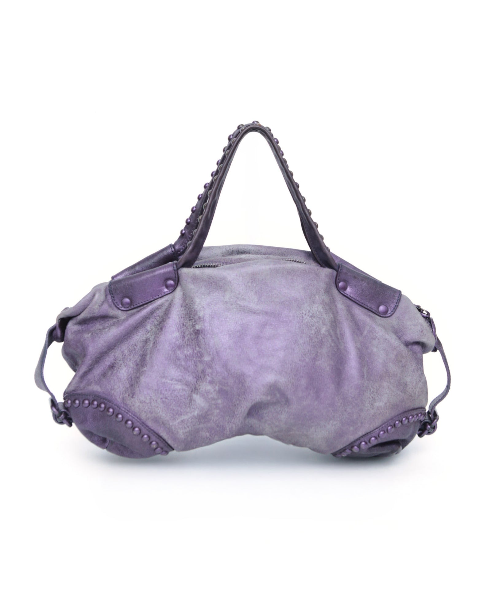 shiny medium purple leather bag
