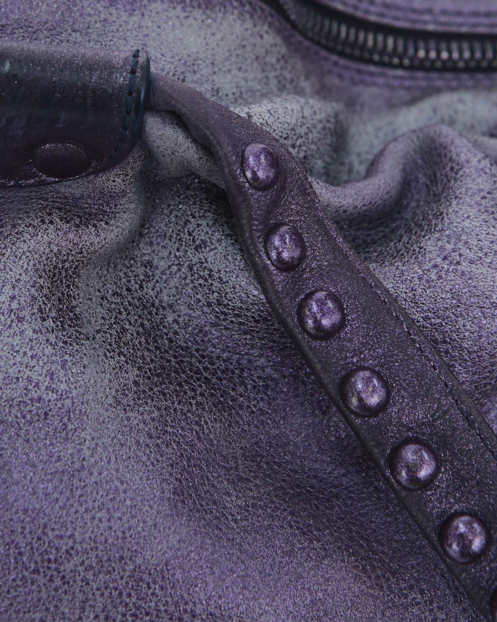 shiny medium purple leather bag