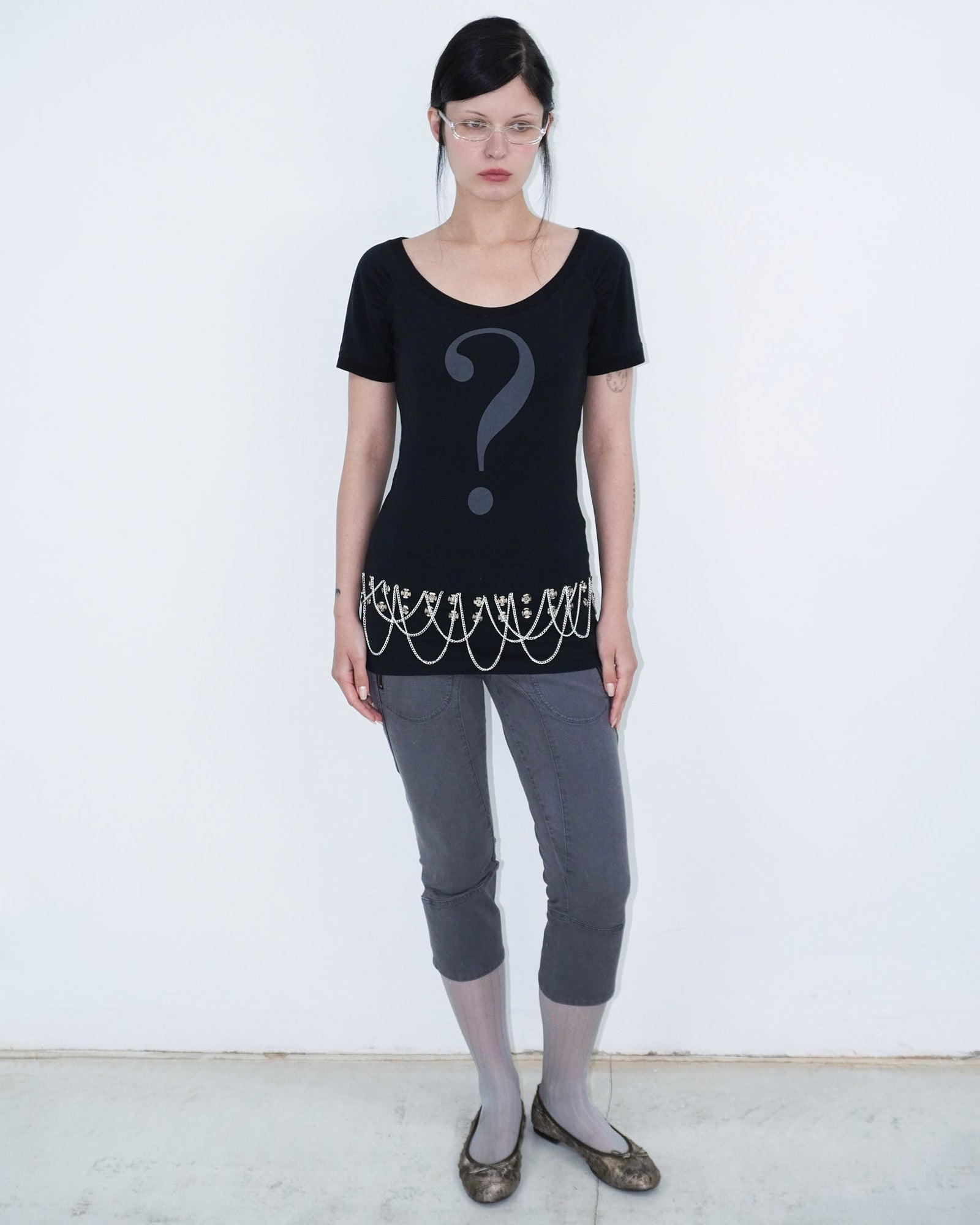 short sleeve top with graphical print and button detail