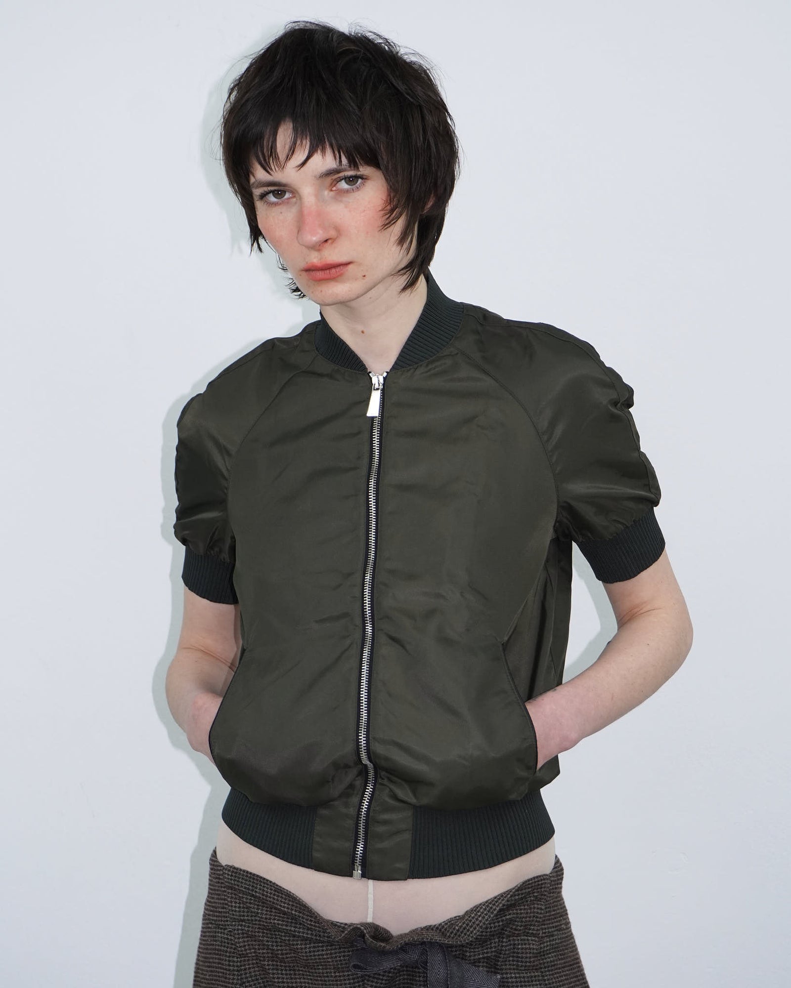 short sleeve zip-up jacket