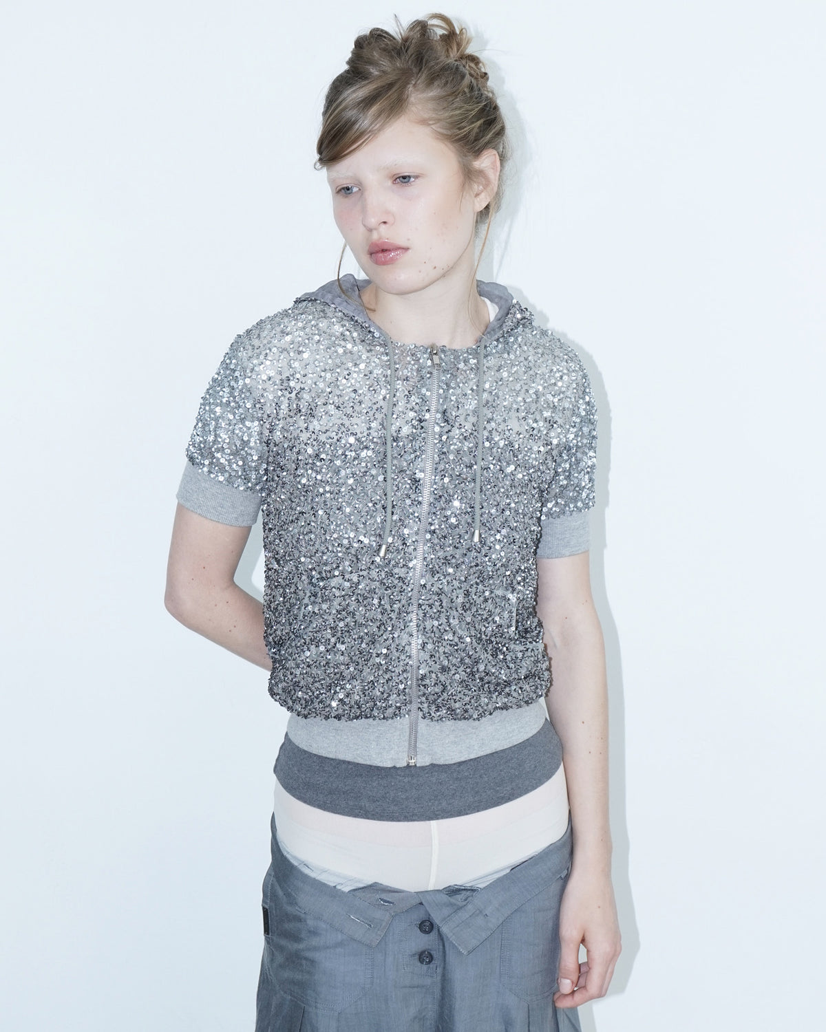 silver sequin hoodie