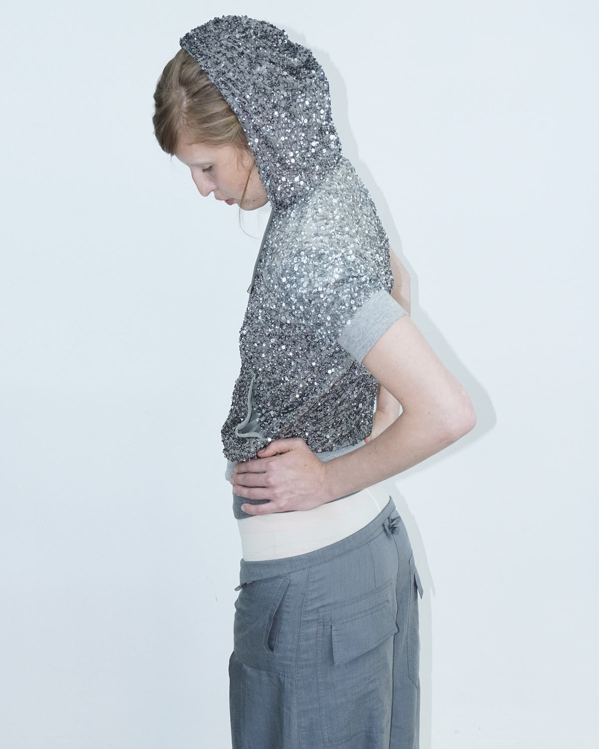 silver sequin hoodie
