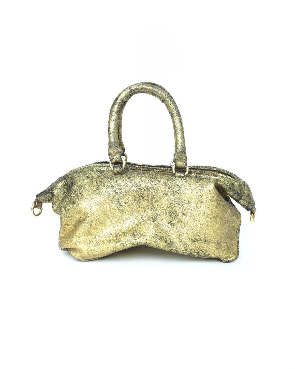 small metallic distressed leather bag